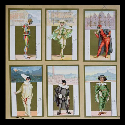 Set of Six Vignettes Depicting Characters from the Commedia dell